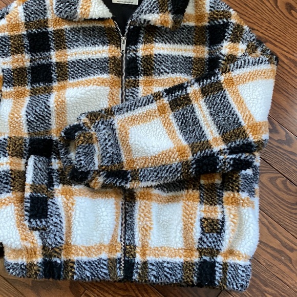 Fleece Sherpa Plaid Bomber Jacket - Picture 5 of 7